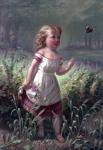 Pintura Chasing Criança borboleta