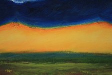 Detail of oil painting, sundown
