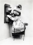 Hund auf Telefon Vintage Photo