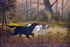 Los perros de caza Pintura otoño