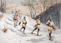 Snow Shoeing Vintage Painting