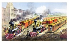 Trains de vapeur affiche vintage