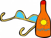 Sunglasses and Lotion Clipart