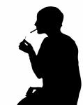 Woman Smoking Silhouette Clipart