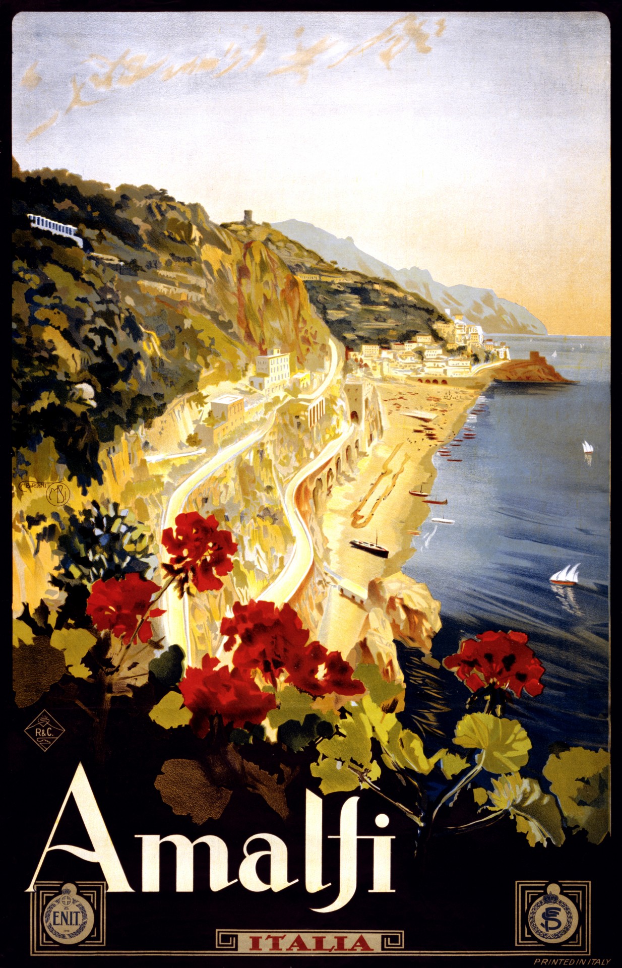 Weinlese-Reise-Plakat Amalfi
