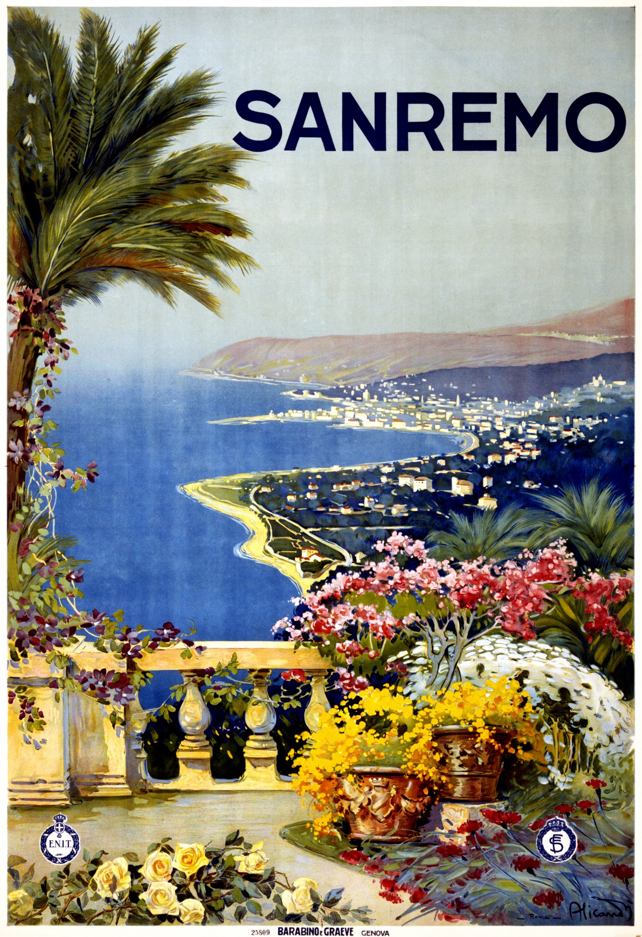 Vintage Sanremo Travel Plakát