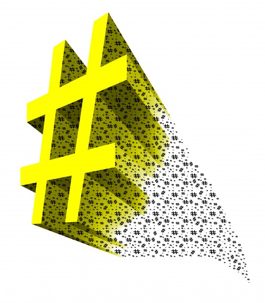Yellow 3D Hashtag Symbol