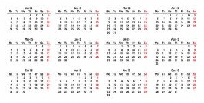 2015 calendário