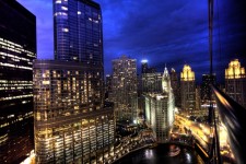 Chicago skyline in de nacht van Hotel