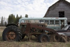 Green Rusty Farm Tractor