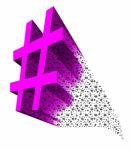 Hot rosa símbolo 3D hashtag