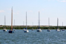 Sailboats Moored on the river