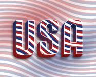 USA On Red White Blue Background