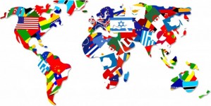 Wereld Kaart van de Vlag