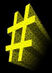 Gelb 3D Hashtag Symbol