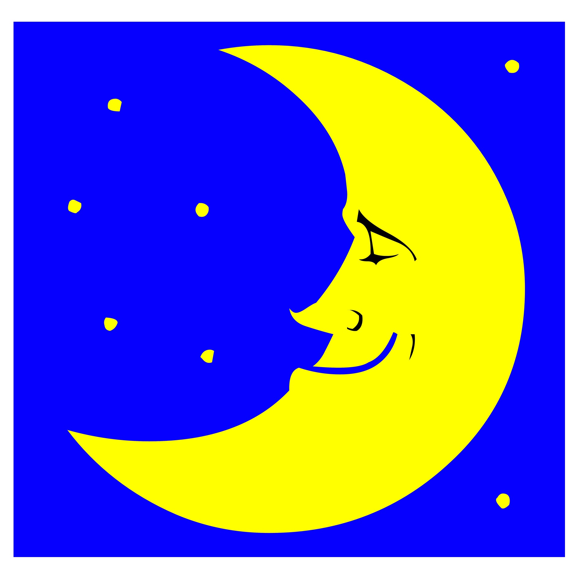 黄色月亮卡通免费图片 Public Domain Pictures